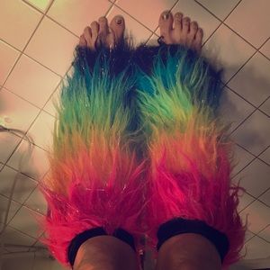 Rave rainbow knee highs