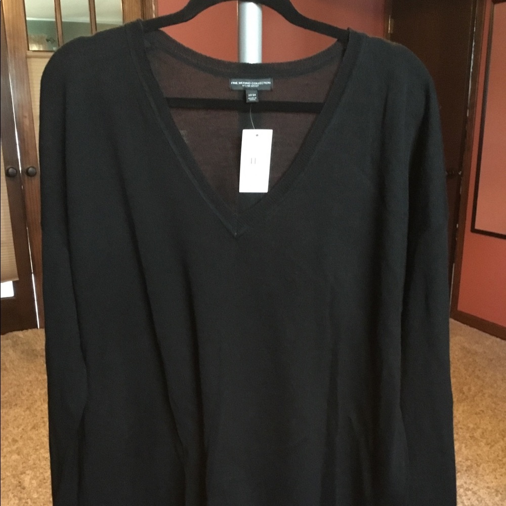 Black Lightweight Merino Wool Sweater