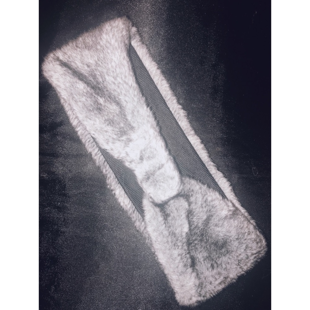 Grey Faux Fur Headwrap