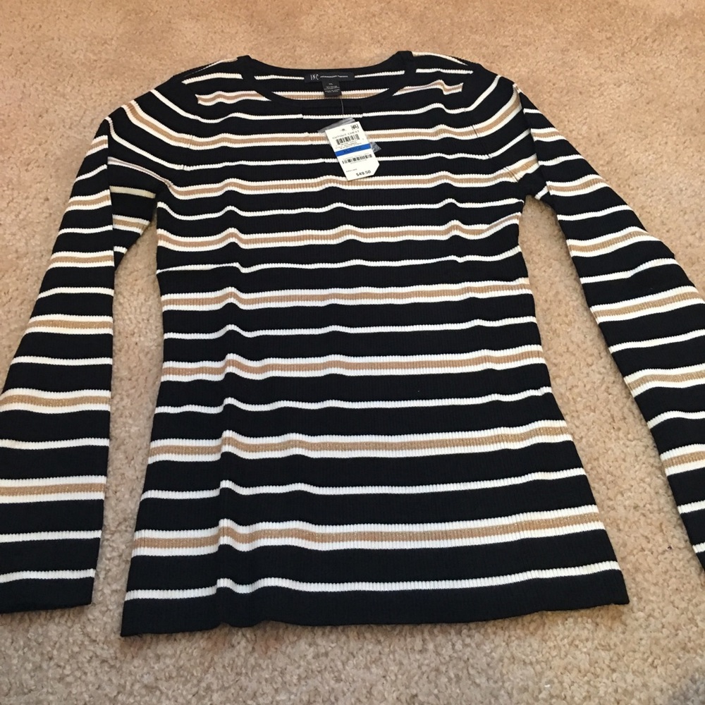 NWT INC Cut Out Chest Sweater in Stripes