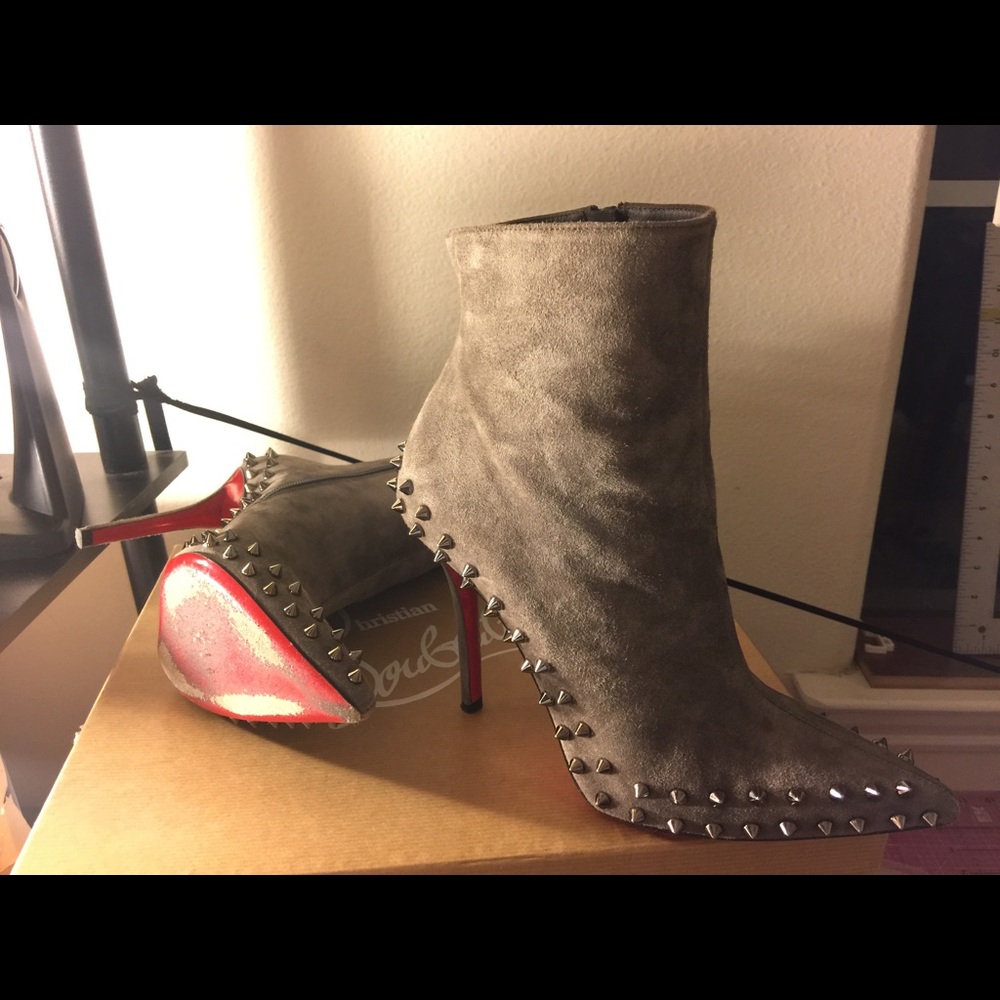 Christian Louboutin Suede Willetta Spike Boots