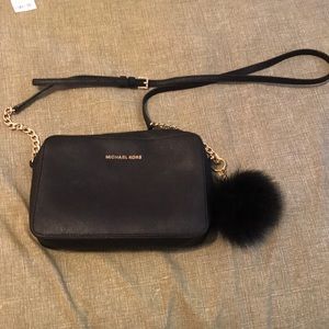Black Michael Kors Purse /Michael kors fur ball