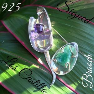 🌹 Mid-Century Sterling Los Castillo Rare Brooch