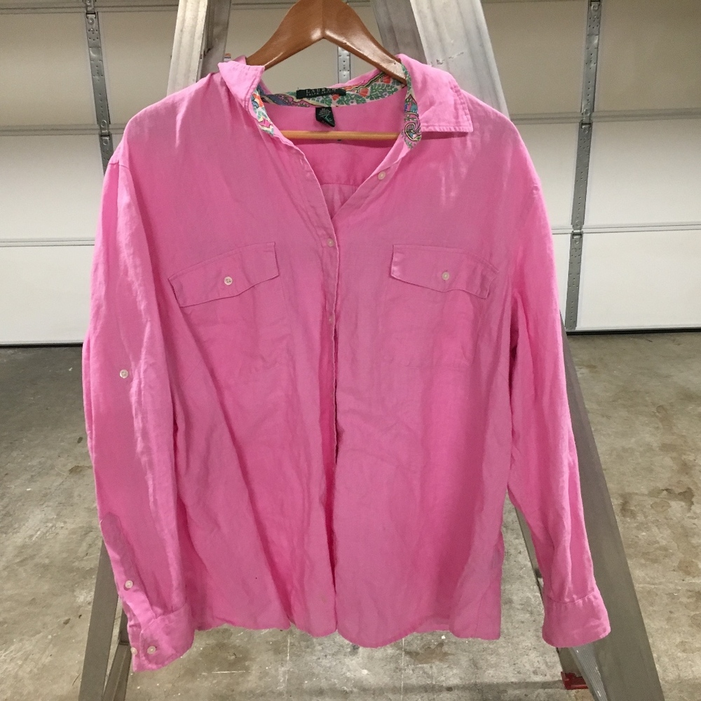 Ralph Lauren Pink LINEN shirt plus size 3X