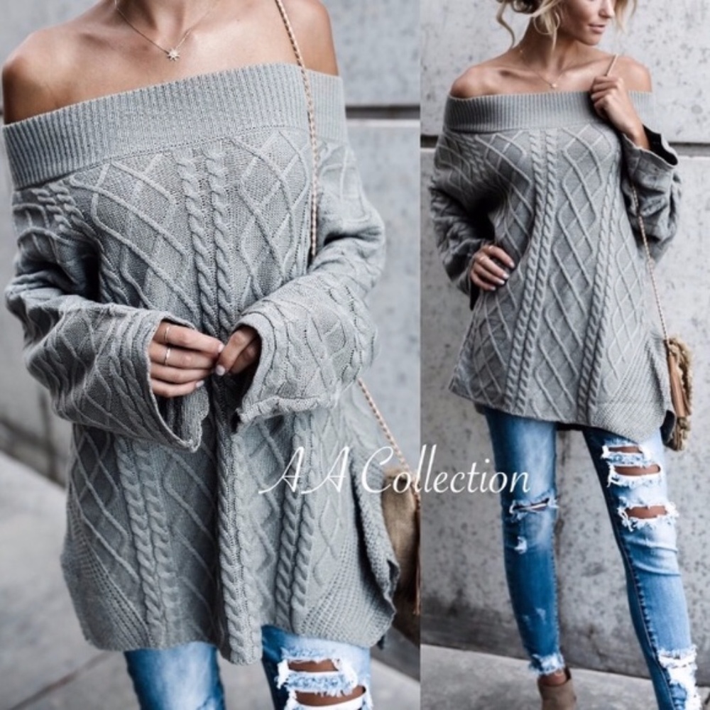 Sweater long sleeves on off shoulders SOld - Picture 3 of 5