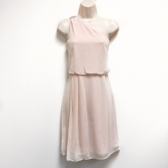 ADRIANNA PAPELL NWT Pink OneShoulder Chiffon Dress - Picture 2 of 5