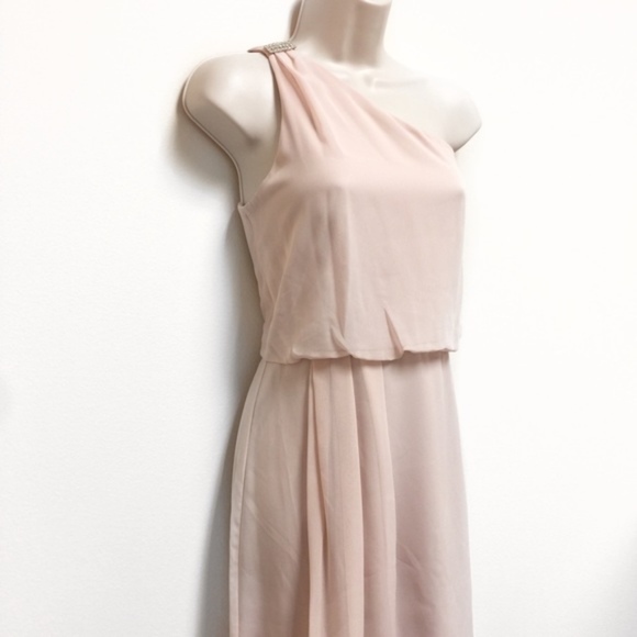 ADRIANNA PAPELL NWT Pink OneShoulder Chiffon Dress - Picture 4 of 5