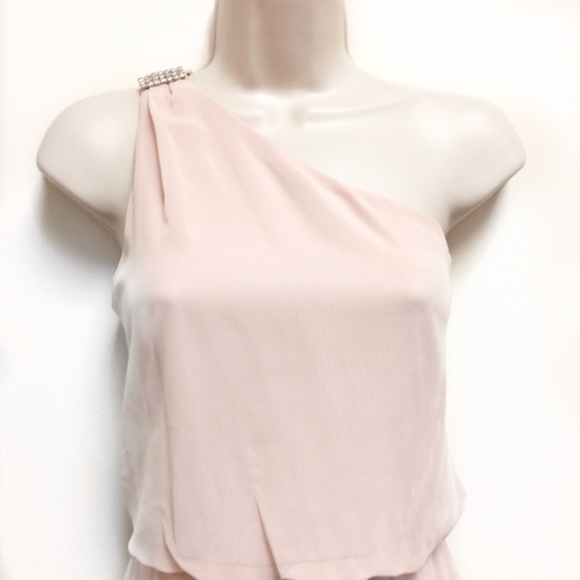 ADRIANNA PAPELL NWT Pink OneShoulder Chiffon Dress - Picture 3 of 5