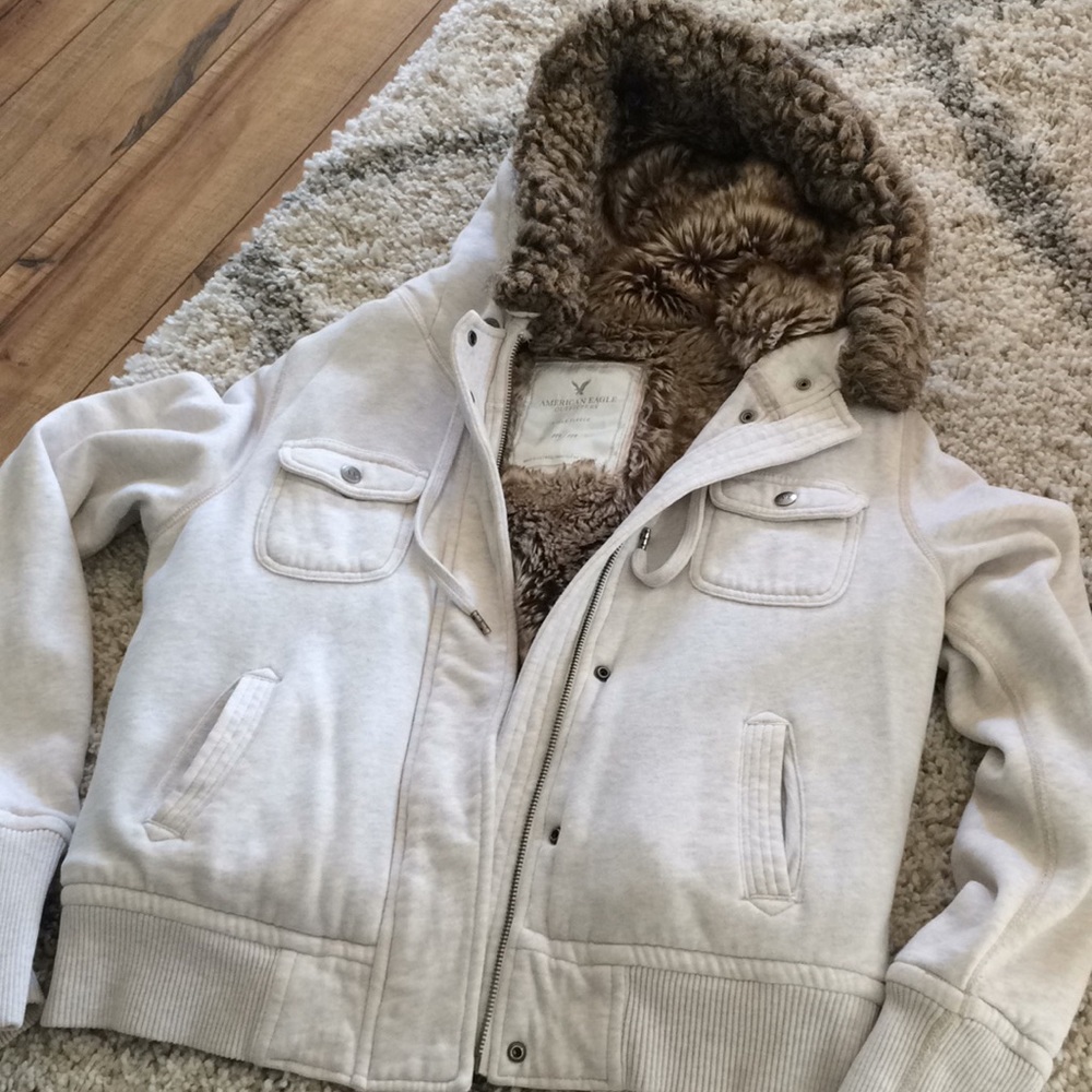 American Eagle fur lined coat size medium.