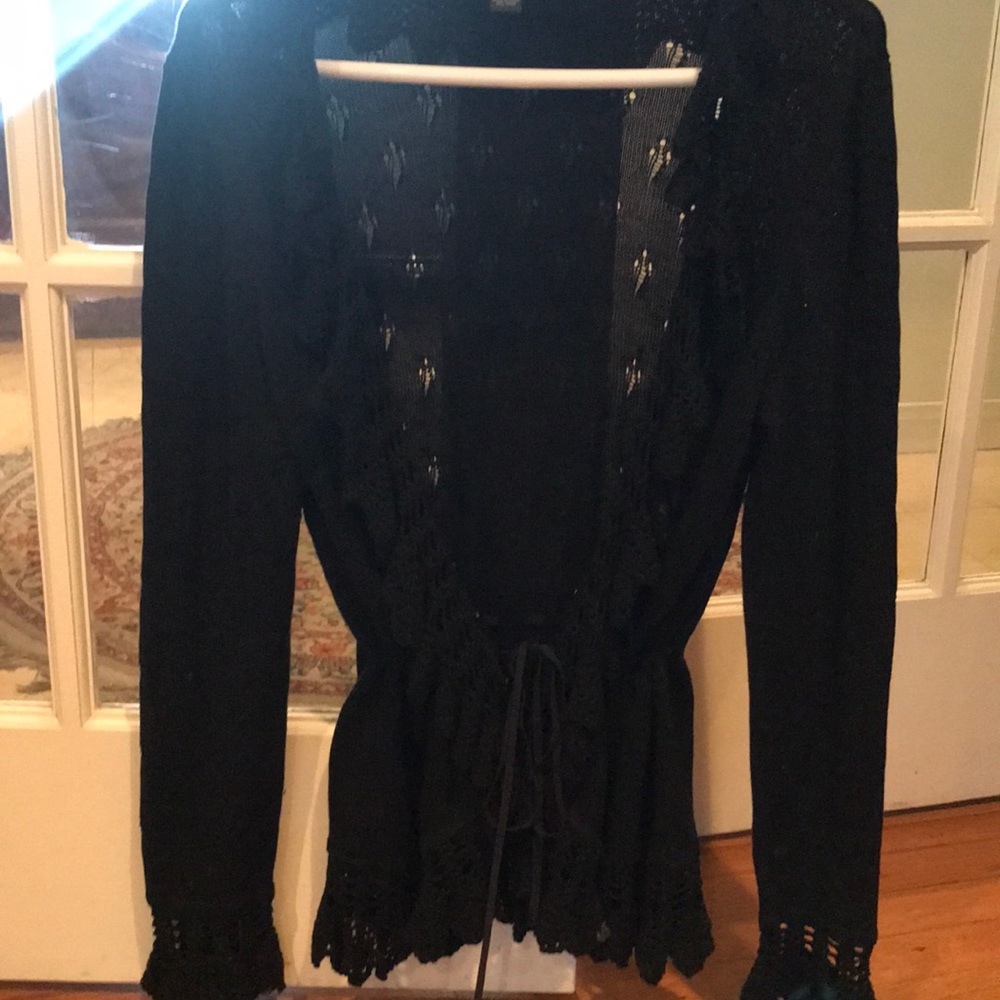 Black crochet cardigan