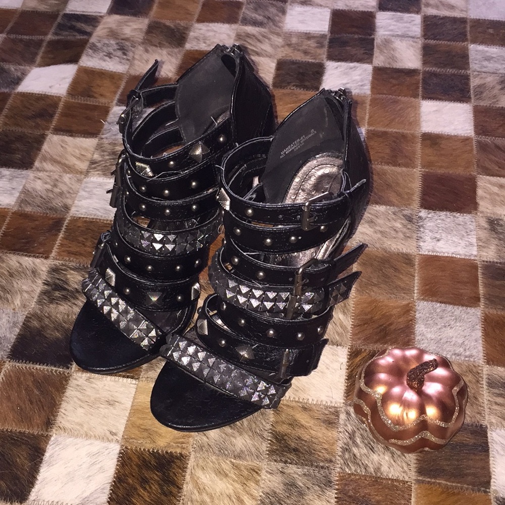 Black Rhinestoned Heels