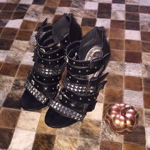 Black Rhinestoned Heels