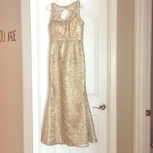 Gold sequined Prom Dress