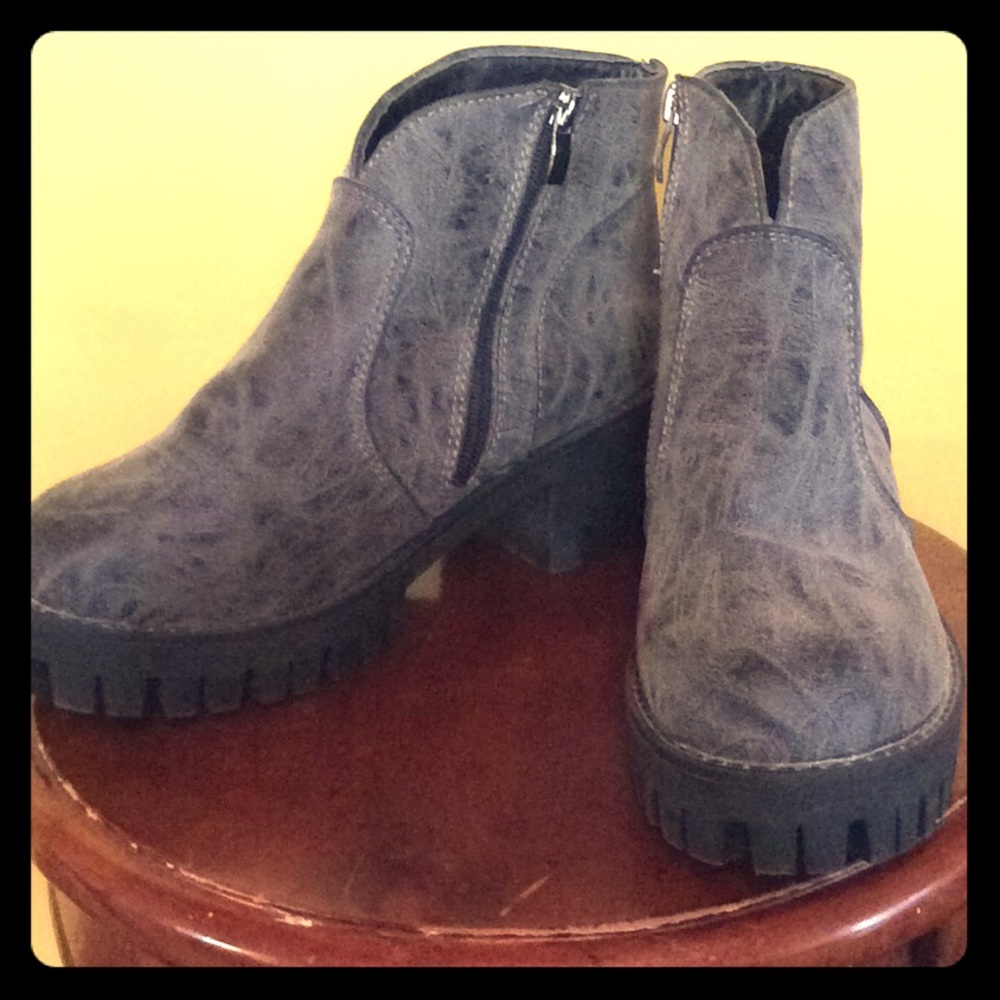 Chunky Ankle Boots with Side Zipper