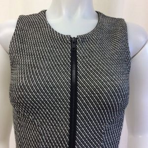 Theory Black & White Zipfront Fit&Flare Dress