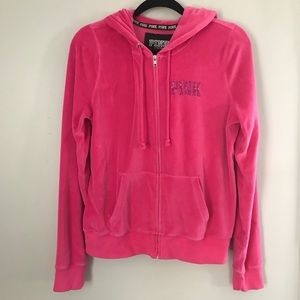 PINK Velour Zip-up with Sequin Detail