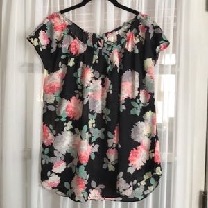 LC Lauren Conrad Black Floral Blouse