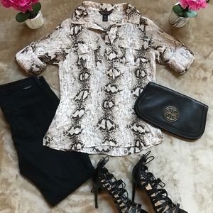 White House/Black Market Silk Snakeskin Blouse