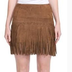 NWT boho fringe country concert suede style skirt
