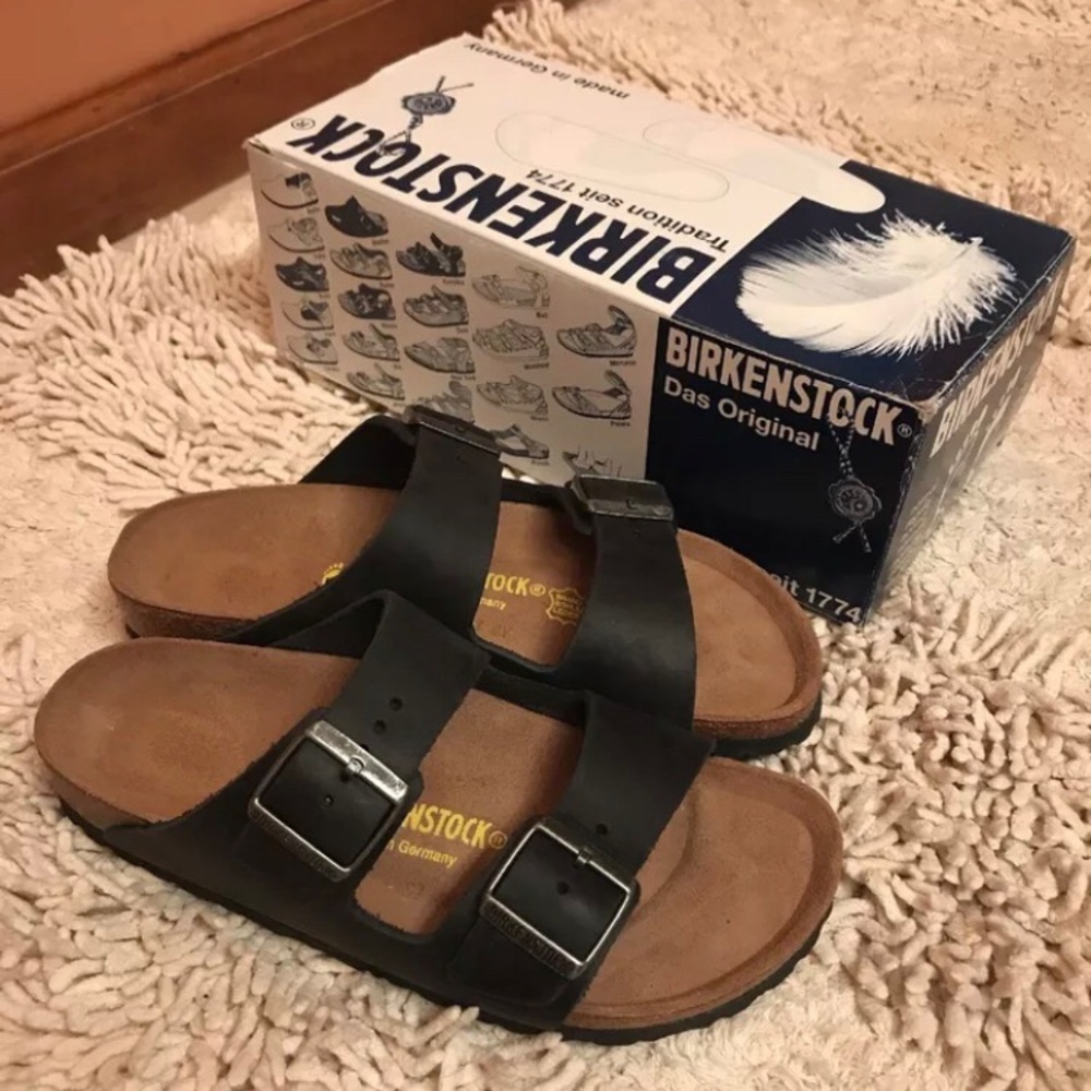 Arizona Black Leather Birkenstock Sandals