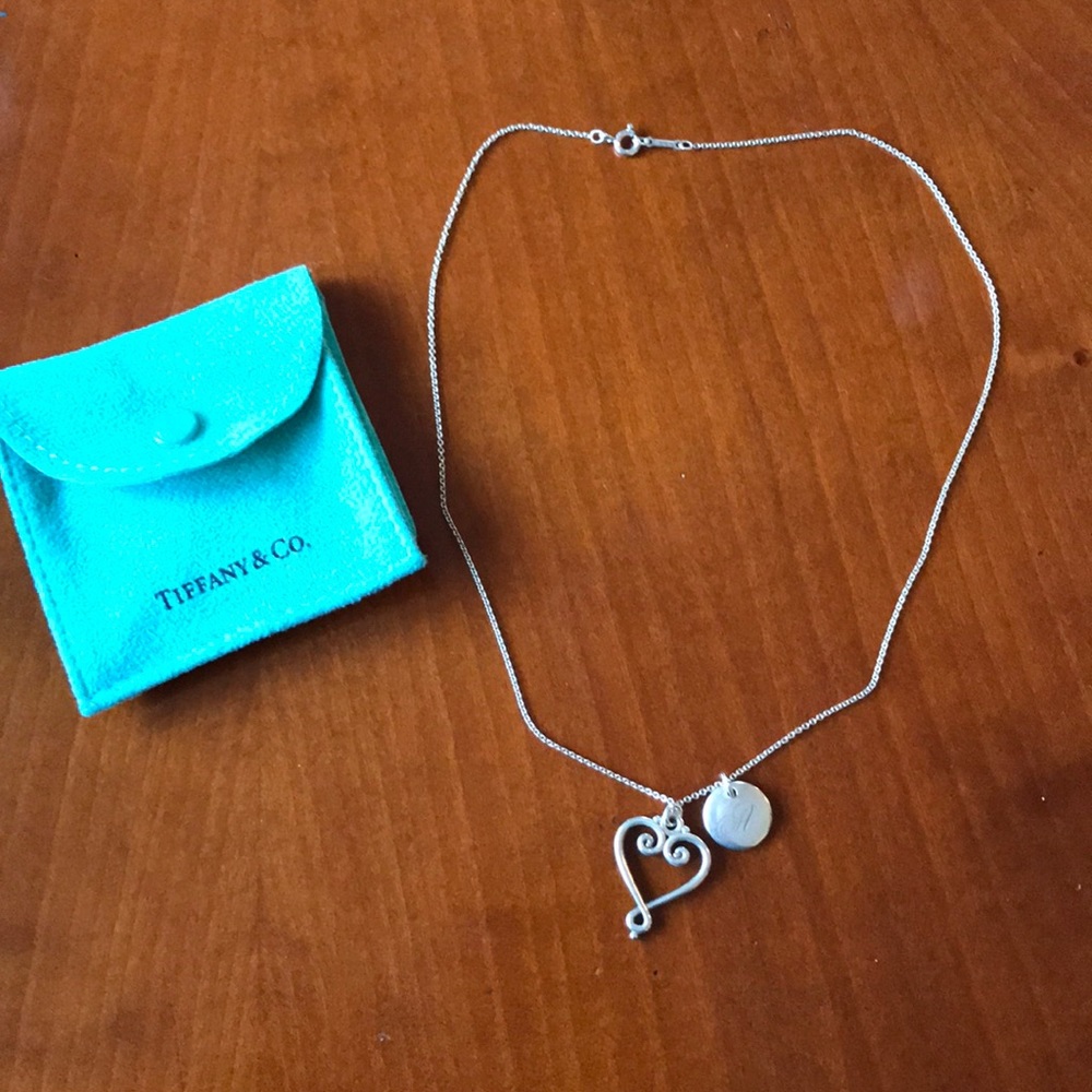 Tiffany & Co. heart and A initial necklace