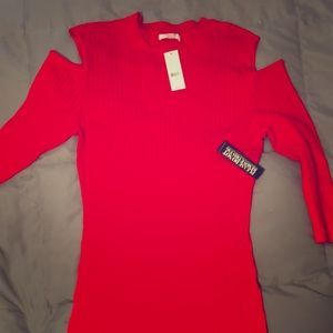 NWT ribbed cold shoulder midi sweater dress