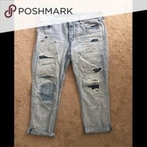 American Eagle destroyed patch Boyfriend Jeans