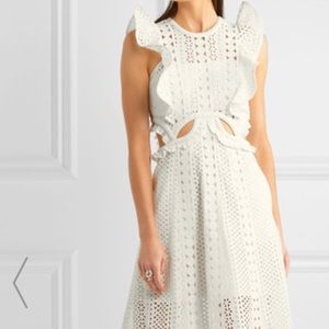 Self-Portrait Ruffled cutout lace midi dress