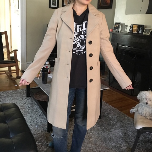 Moda International Jackets & Blazers - Cream pea coat with faux fur collar