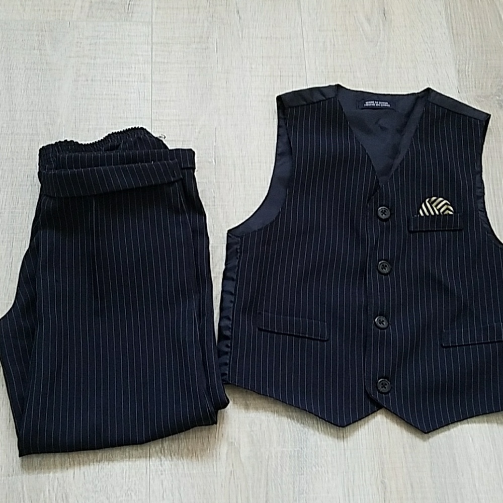 Black striped pants and vest suit
