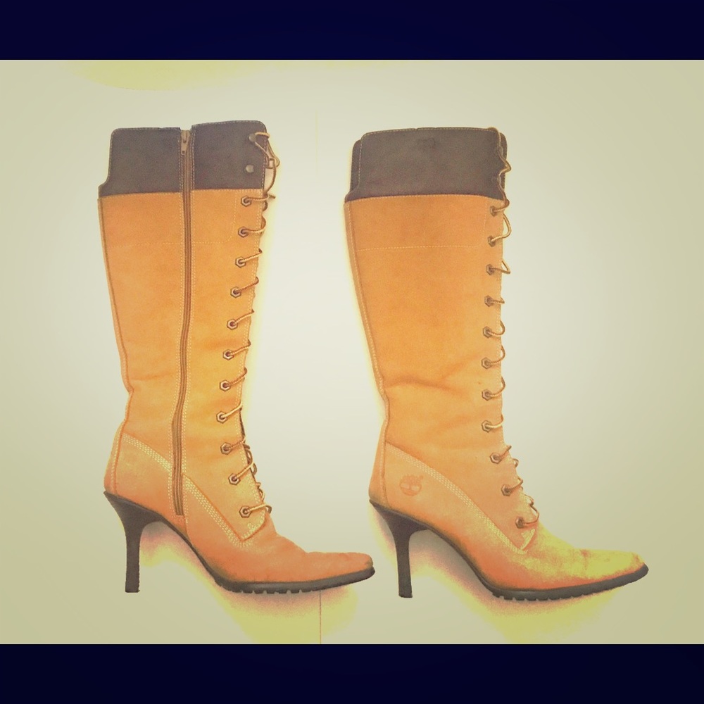 Rare Timberland lace up knee high leather boots