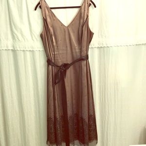 Adrianna Papell 16W Gold/black fit and flare dress