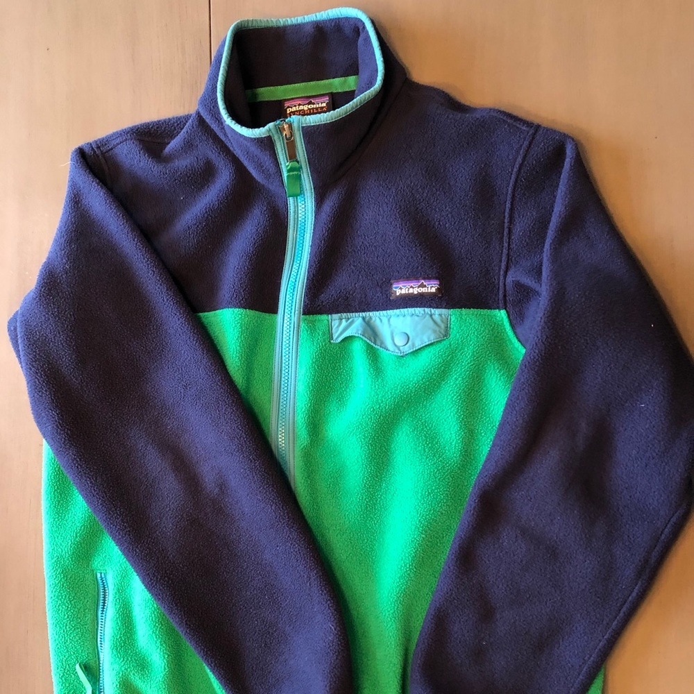 Women’s Patagonia FullZip Fleece Size L Blue/Green