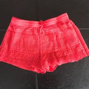 Red lace shorts