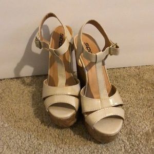 Soda brand nude wedges size 7.5