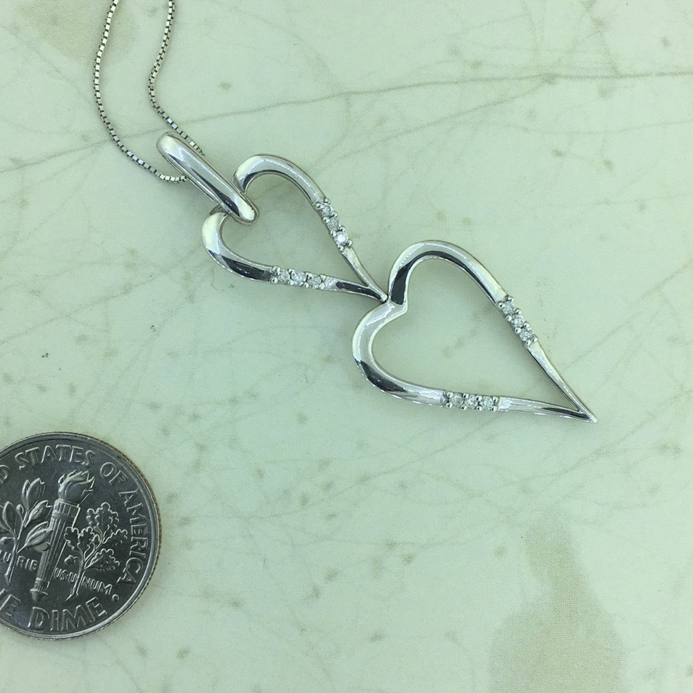 Designer Diamond Hearts Pendant With Free Chain - Picture 2 of 5