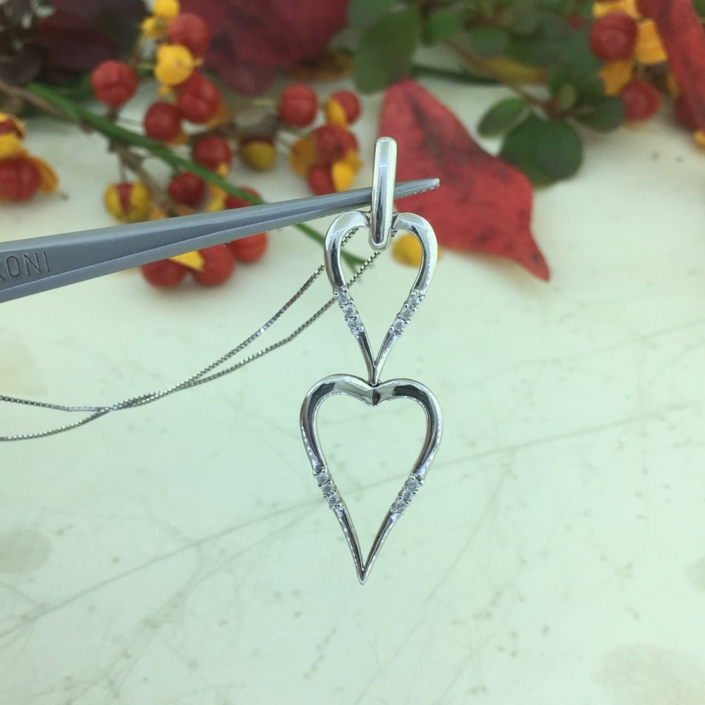 Designer Diamond Hearts Pendant With Free Chain - Picture 3 of 5