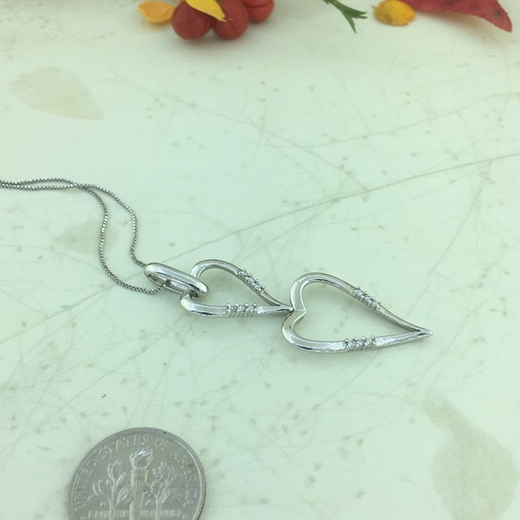 Designer Diamond Hearts Pendant With Free Chain - Picture 4 of 5