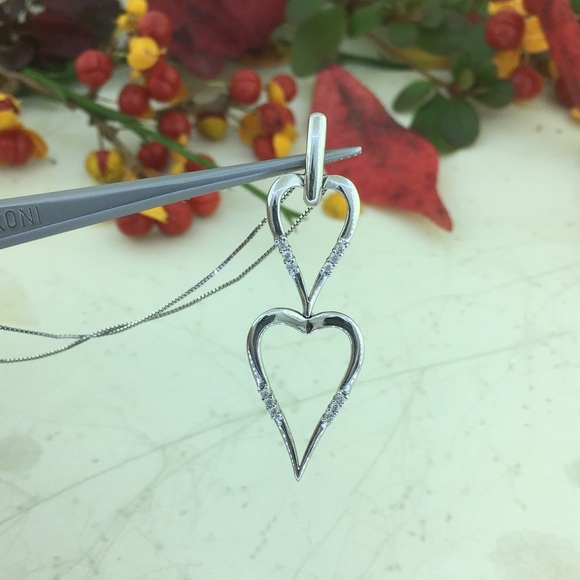 Designer Diamond Hearts Pendant With Free Chain - Picture 3 of 5