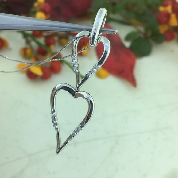 Designer Diamond Hearts Pendant With Free Chain - Picture 5 of 5