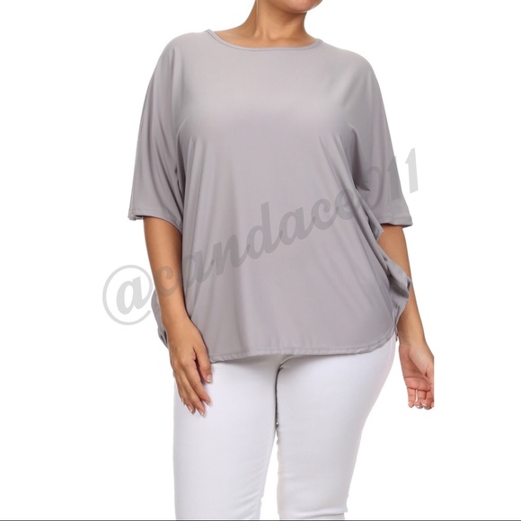 CC Boutique Tops - Cape Sleeve Top (Slate)