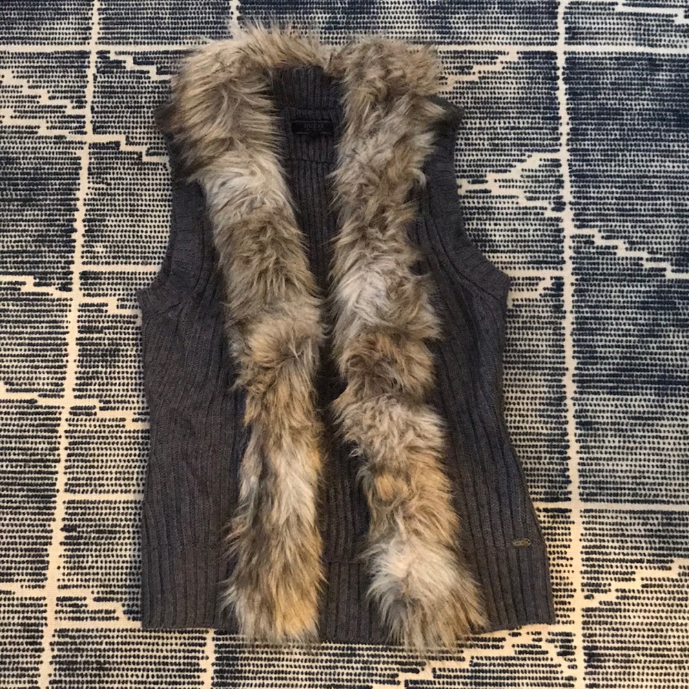 Faux fur and knit vest