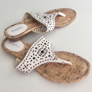 Merona leather flip flops white sandals with studs