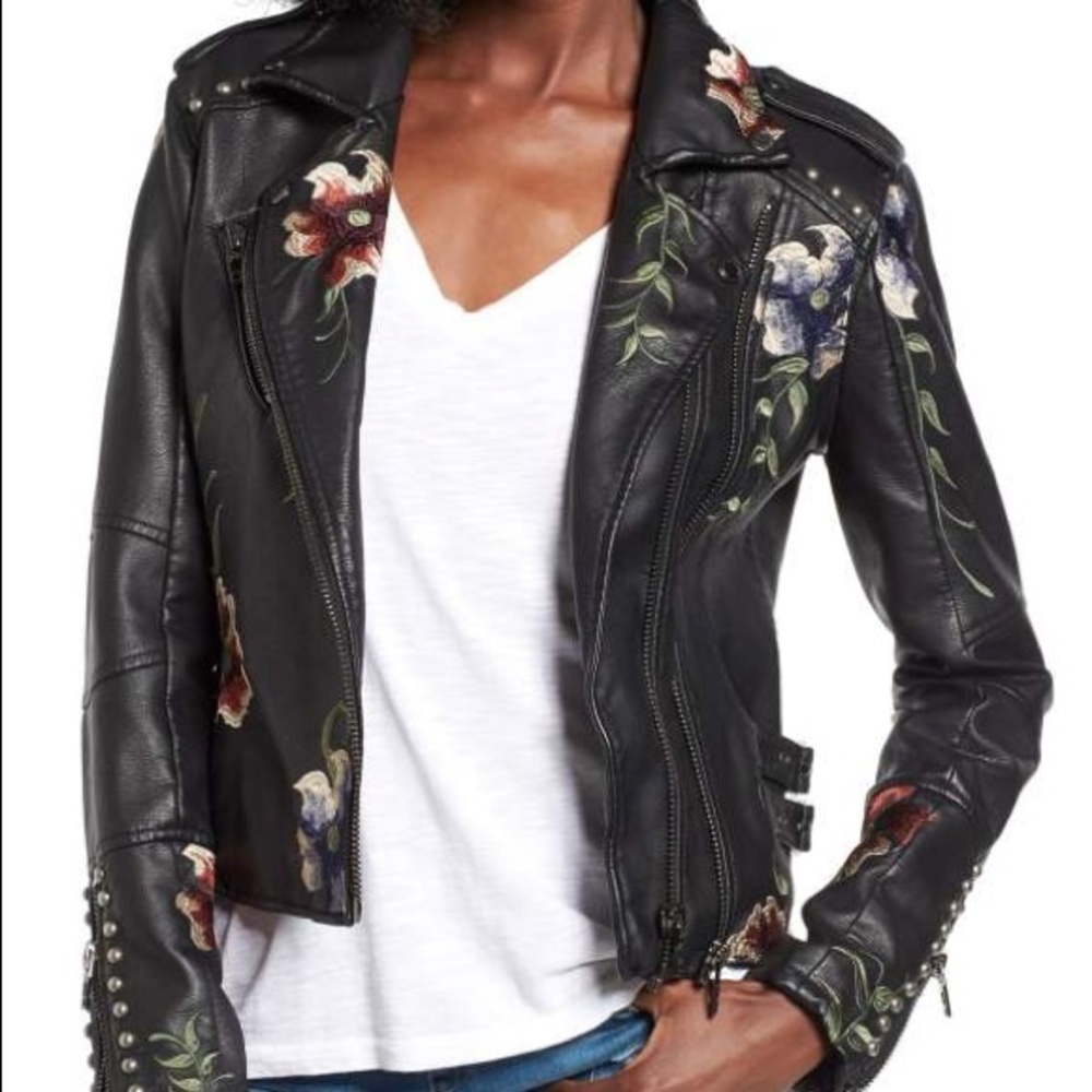 ‼️NWOT‼️ Nordstrom Floral Black Leather Jacket