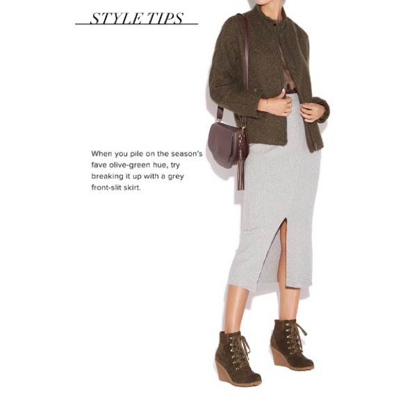 NIB 10 Shoe Dazzle Olive Faux Suede Wedge Booties - Picture 6 of 8