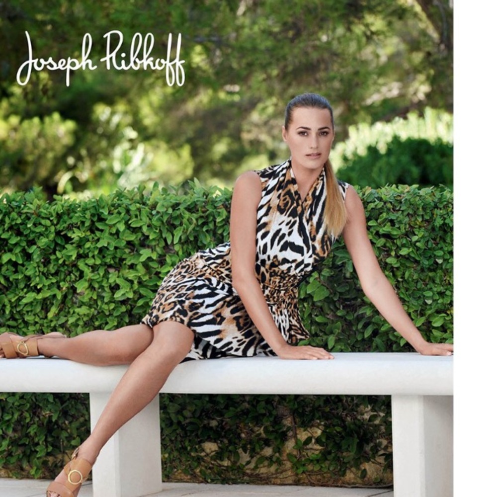 Joseph Ribkoff Cheetah Print Wrap Dress