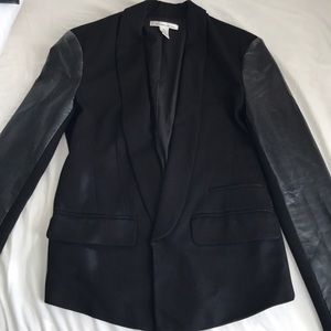 Kenneth Cole Blazer Faux Leather Sleeves Sz 6