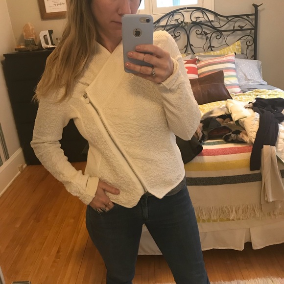 Anthropologie Sweaters - Anthropologie Floral Cloth Moto Sweater/Jacket
