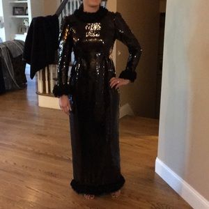 Geoffrey Beene Couture long sequined gown.