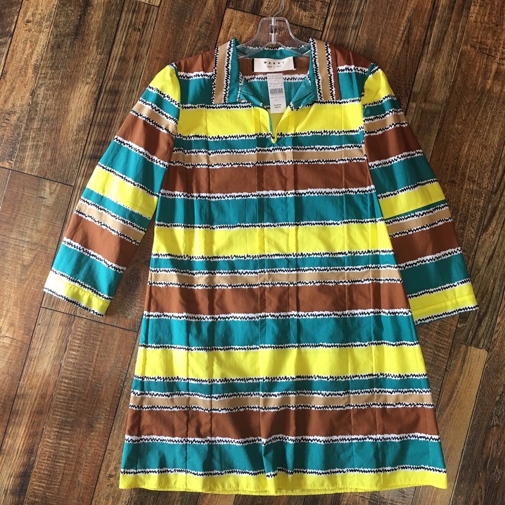 MARNI Graphic Striped Shirt-Dress 42/M/8 NEW!